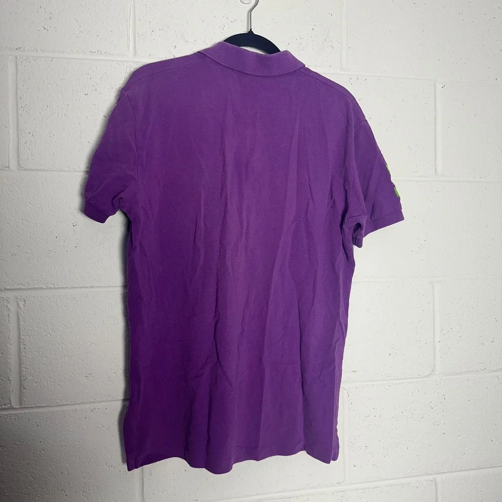 Polo Ralph Lauren Mens Big Pony Polo Shirt Purple Neon Green Size M Short Sleeve